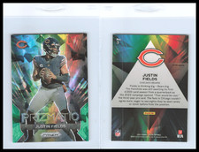 2023 Panini Prizm Justin Fields Prizmatic Green Cracked Ice Prizm Chicago Bears
