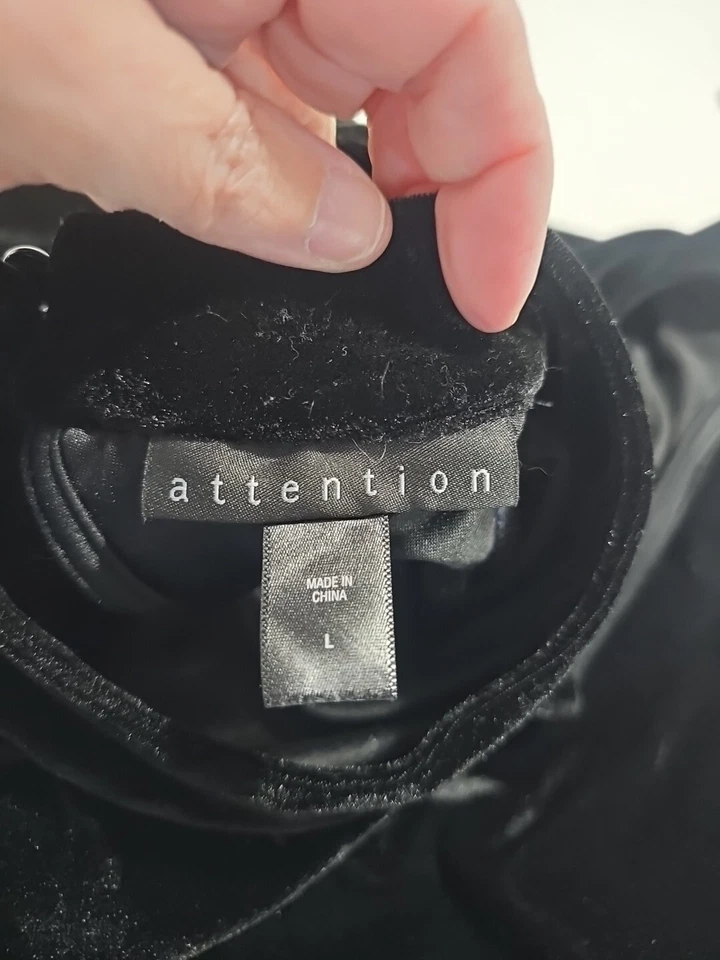 Maxi Vestido Attention Negro Terciopelo Cuello Alto Talla L Gótico Bruja Capricho Grunge Foto 3 de 4