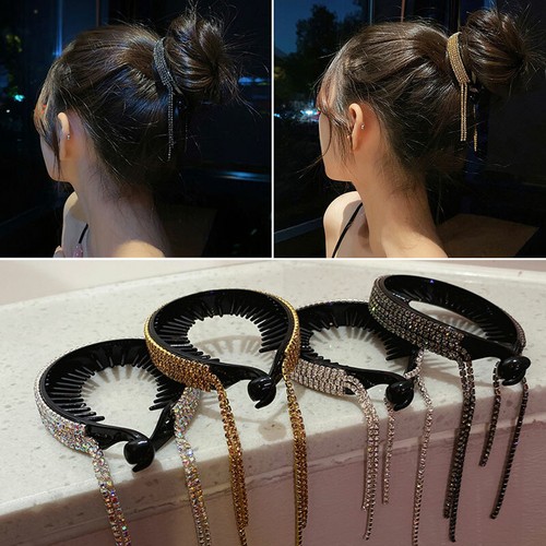 Rhinestone Ponytail Hair Claws Elegant Luxury Hair Accessories Tassel Hair Clip# - Afbeelding 1 van 16