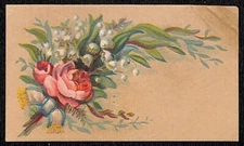 Blank Floral Victorian Trade Card w/ Pink Rose