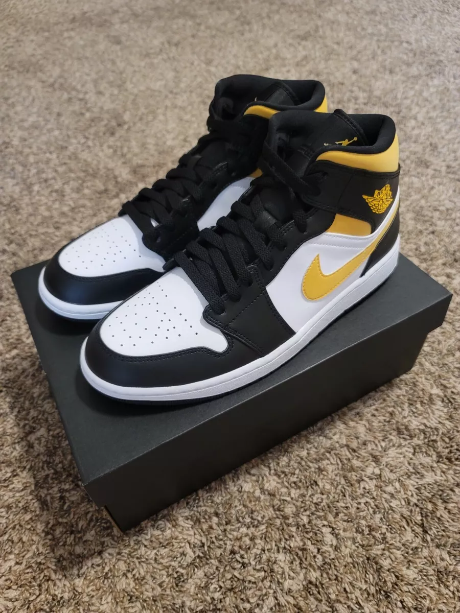Air Jordan 1 Mid White/Pollen Black 554724 177 Size 11 | eBay