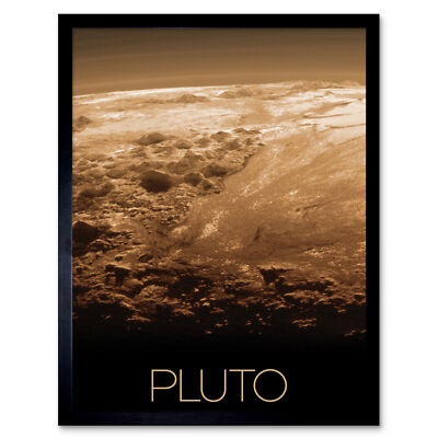 NASA Our Solar System Pluto New Horizons Surface Image Framed Art Print 12x16