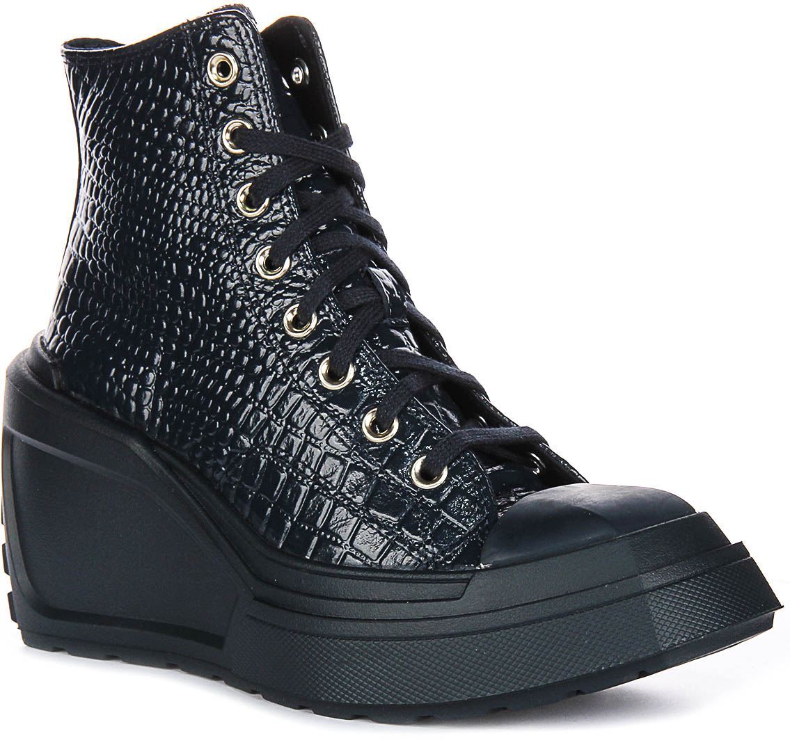 Converse A10037C Chuck 70 Hi Heel Snake Platform Womens Boots Navy
