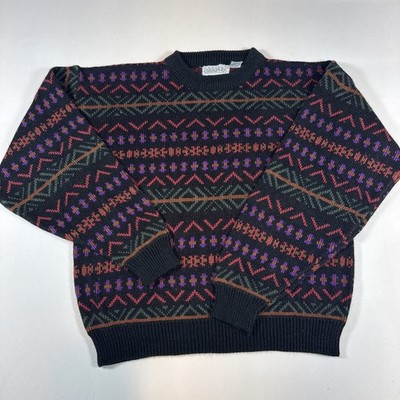 Sweater Graphix Patterned Multicolor Men s Medium 90s Acrylic Knit Vintage
