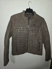 Philipp Plein Couture Unisex Leather Jacket Brown Size XL Made In Switzerland