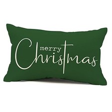 Christmas Pillow Covers Merry Christmas Throw 20" x 12" Pack of 1 Green