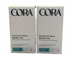 2 Pack CORA Organic Cotton Topsheet Bladder Incontinence Liners, Long (30 Count)