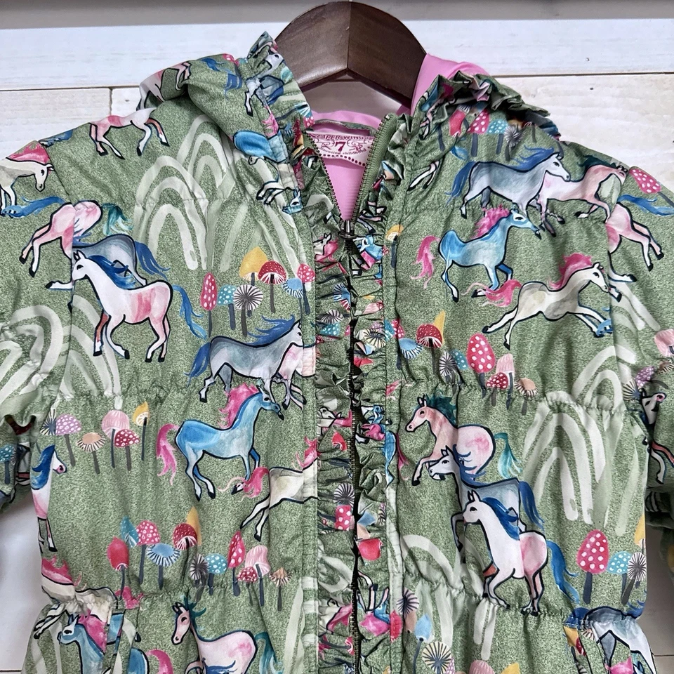 Abrigo de invierno acolchado PAPER WINGS Unicorn Puffer Jacket para niña talla 7 con defecto Foto 2 de 4