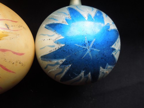 PAIRE d'ORNEMENTS DE NOËL FANTASIA 3" RONDS PEINTS À LA MAIN STARBURST / FLOCON DE NEIGE - Photo 9/16