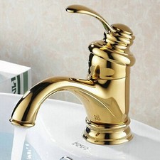 Gold Color Brass Single Lever Bathroom Basin Sink Faucet Mixer Tap hwzh051-2