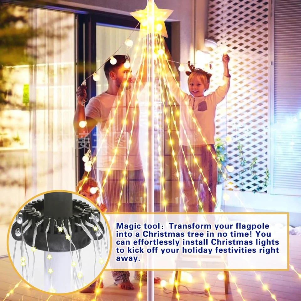 Clamping Christmas Tree Flag Pole Mega Topper Light Hook,Outdoor Decoration for  - Image 3 of 4