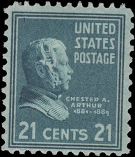 US Scott # 826, Chester A. Arthur, 1938 21¢ Stamp, MNH