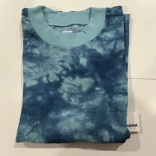 Women's Top Tie-Dye Waffle Thermal, Size L, Aqua-Teal-Blue Kohl's Sonoma NWT