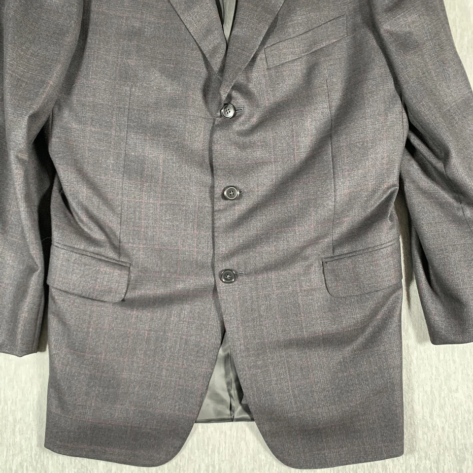 Костюм Ermenegildo Zegna мужской 44L серый дорожное шерстяное окно сделано в Италии - Изображение 4 из 4