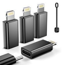 MFi Certified USB C to Lightning Adapter 4-Pack, 27W Fast 4 Pack, Black