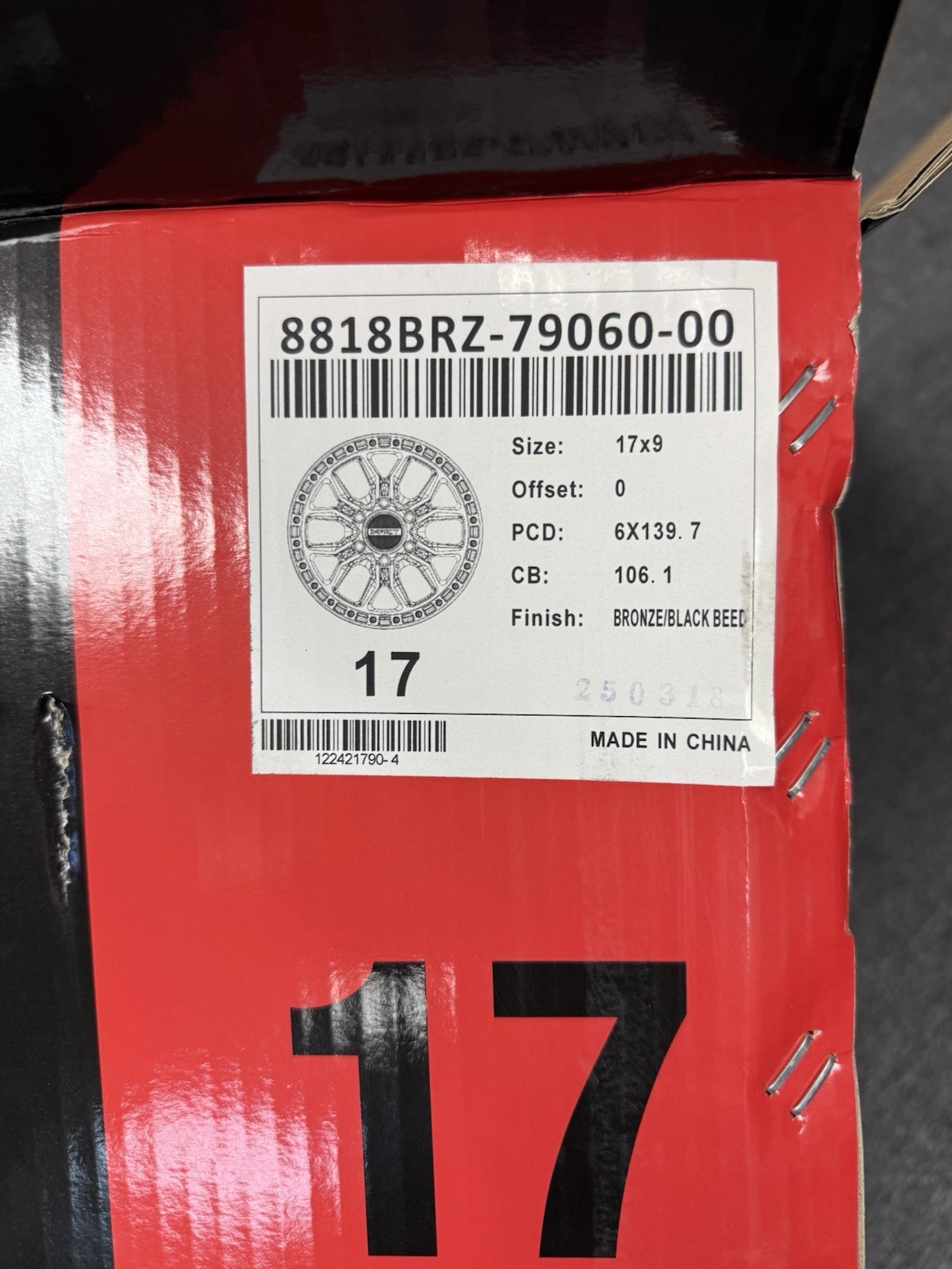 Set of 4 Wheels Impact Off-Road 8818 Size 17x9 (0, 6x139.7, 106.1) Bronze Rims