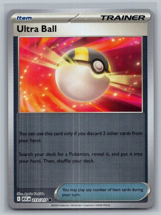 Ultra Ball 213/217 Common Ascended Heroes Pokemon Reverse Holo Near Mint