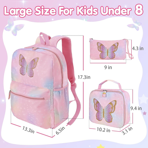 3 Pcs Kids Backpack Set with Lunch Box & Pencil Case, Lightweight Preschool Back - Picture 2 of 12