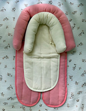 Pink/White Padded Baby Car Seat Insert Cushion w/ Head Support Infant/Toddler