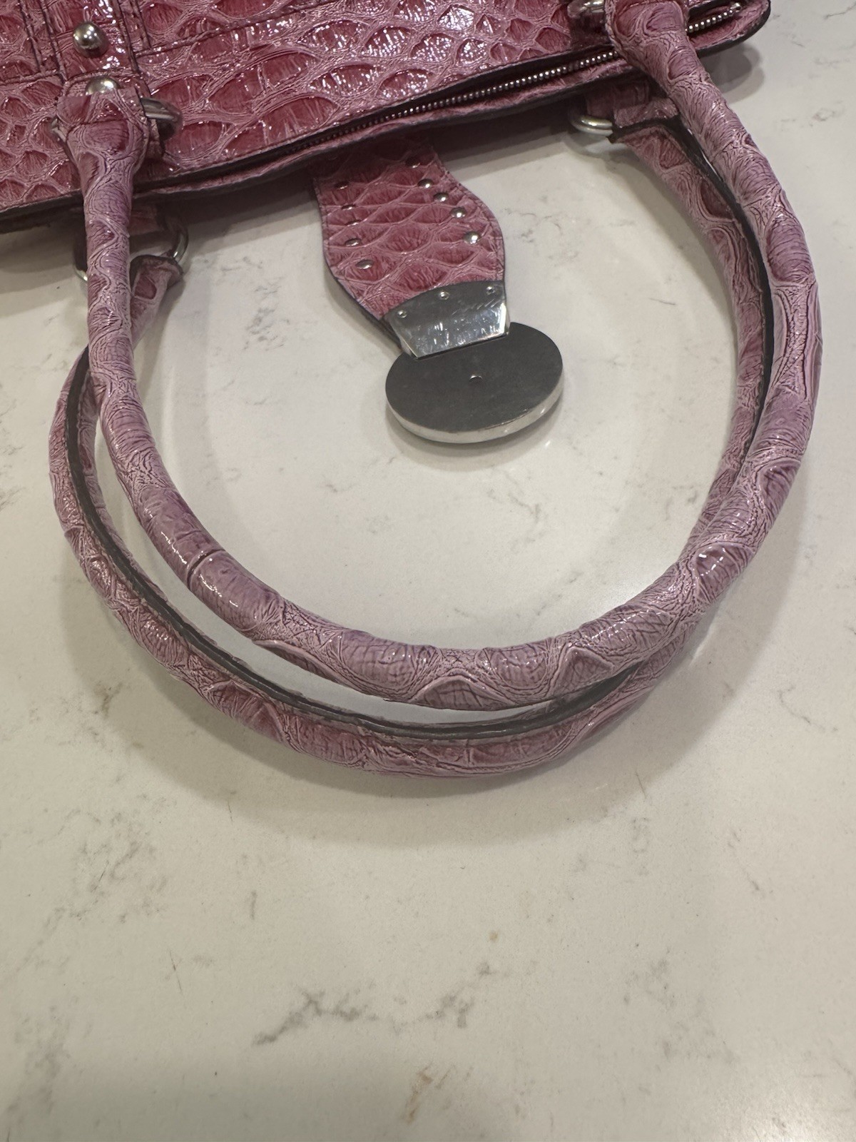 RARE Vintage Y2K pink Guess  studded buckle croc … - image 13