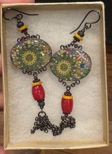 NEW Unique Eclectic Sparkly Wood Resin Beaded...