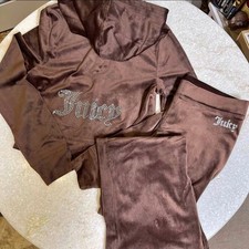 Juicy Couture Large Brown Sugar Bling Tracksuit Hoodie  Pants Rare
