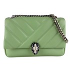 Auth BVLGARI Serpenti Forever Shoulder Bag Green/Silver Leather/Metal - z8307