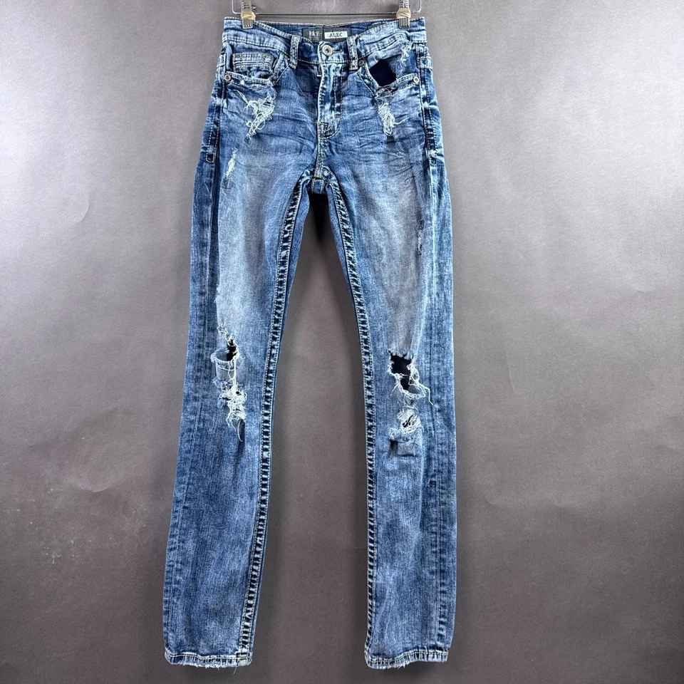 Buckle BKE Jeans Mens 27x32 Blue Alec Thrashed Destroyed Denim Pants Washed Out - Image 2 of 4