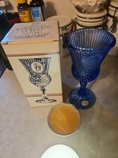 VINTAGE AVON THE MARTHA WASHINGTON COBALT BLUE GLASS GOBLET NOS FOSTORIA CANDLE