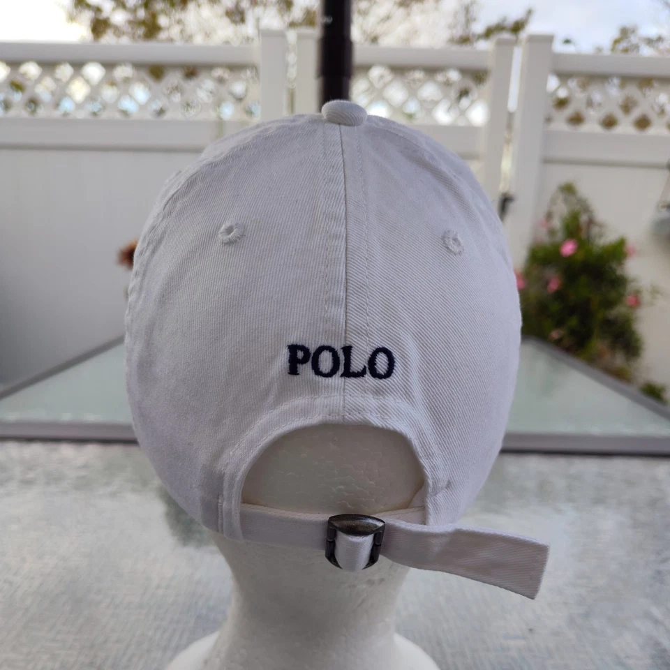  Niños Polo Ralph Lauren Clásico Pony Logo Blanco Sombrero Gorra Ajustable Talla 4-7  Foto 3 de 4