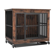 Extra Large Dog Crate Furniture, Double Doors, Removable Top & Pull Out Tray