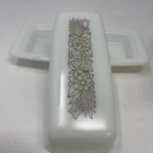 Vintage Pyrex Woodland Butter Dish Lid 72 B Milk Glass Brown White