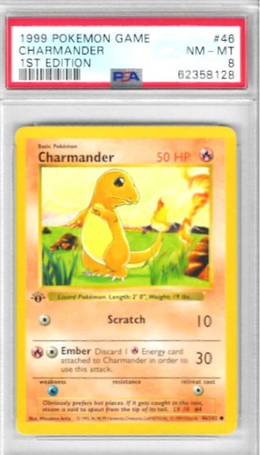 Charmander (1st Edition) graded PSA 8 for sale on eBay