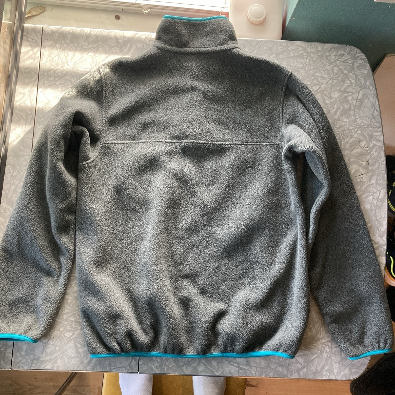 Womens Patagonia Synchilla T snap Fleece Grey Turquoise Green Pullover Medium thumbnail 9