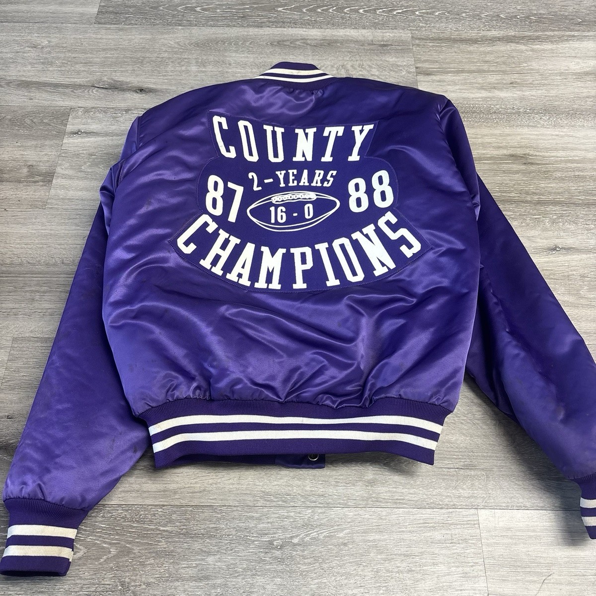Vintage 1980s Buchanan County Champions Purple Satin Varsity