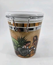 Bourbonniere Joie De Vivre Cafe Coffee Canister Locking Lid 26 oz 6.5" Tall