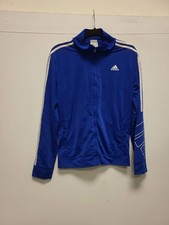 Adidas Track Jacket XL 18/20 Blue Full Zip 3 Stripe Logo Sleeve Athletic