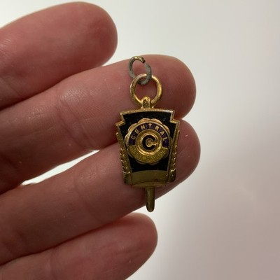 Vintage CHS Central High School Faded Gold Tone Charm Pendant