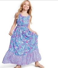 Lilly Pulitzer For Target My Fans Maxi  Dress Blue Shells- Girls - Size XL