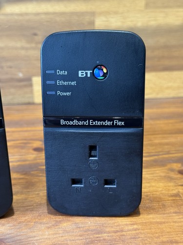 BT Broadband Extender Flex 500 Passthrough Powerline Adapters Black x2 Used - Afbeelding 3 van 13