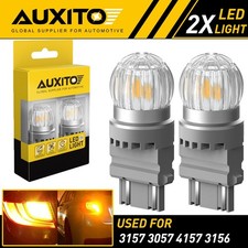 2x Auxito 3157 4157 Led Amber Yellow Turn Signal Blinker Corner Light Bulb 6t Ea