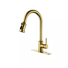 Single Handle Gooseneck Pull down Sprayer Kitchen Faucet with Touch Sensor in Br