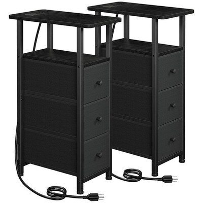 Living Room End Tables Set of 2 with Charging Station and Multiple USB Power