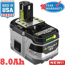 8.0Ah 18Volt For RYOBI P108 18V For One Plus High Capacity Lithium Ion Battery