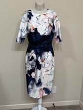 Little Mistress Women’s Multicolor Short Sleeve Square Neck Bodycone Dress 8
