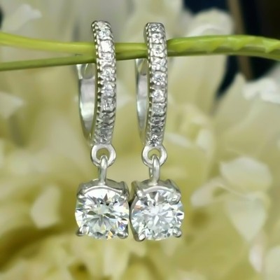 Lab Grown Certified 3.50 Ct E Color VS1 Diamond Round Cut Solitaire Dangler 925