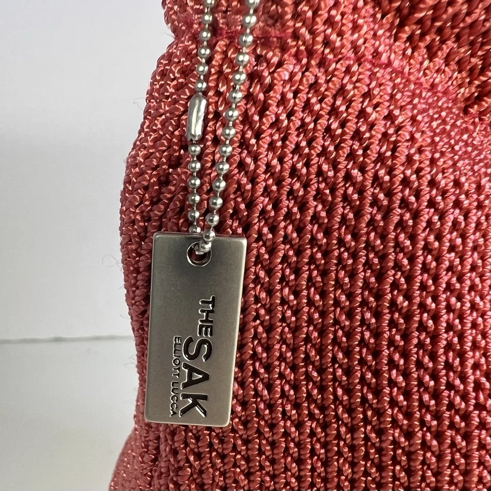 Bolso de Hombro De Colección The Sak Color Rosa Crochet Doble Correa Cierre Magnético Hobo Y2K Foto 2 de 4