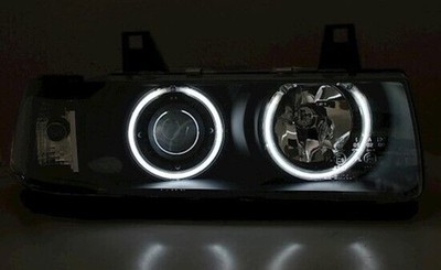 EAGLE EYES Für BMW 3er E36 Coupe Cabrio / Scheinwerfer Schwarz Weiße Ringe