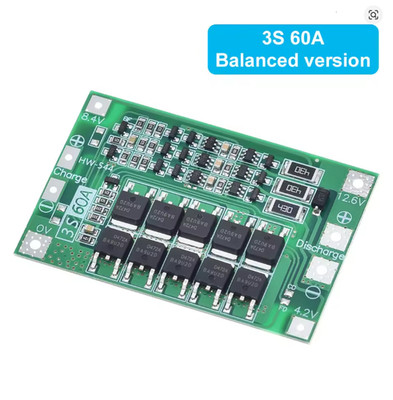 BMS 3S 60A 12,6V Balance Platine für Li ion Akku, Batterie Schutz Platine