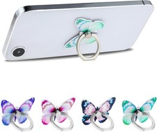 4 PCS Butterfly Cell Phone Ring Holder Zinc Alloy Cute 360 Rotation colors